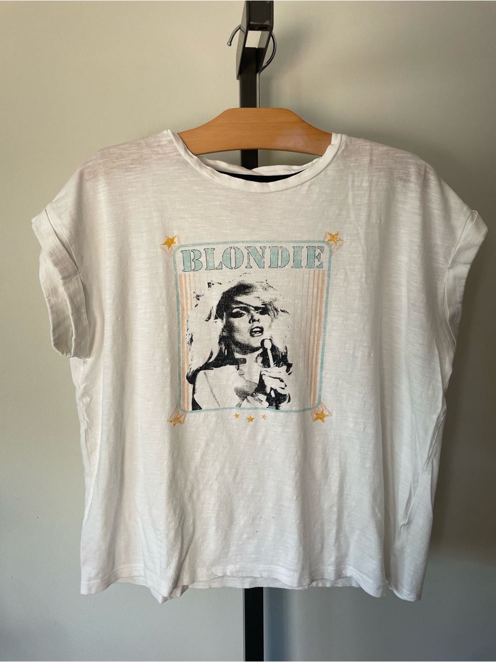 Blondid MKT Studio Graphic Tee White Rolled Cuff Tshirt Size Large 2021